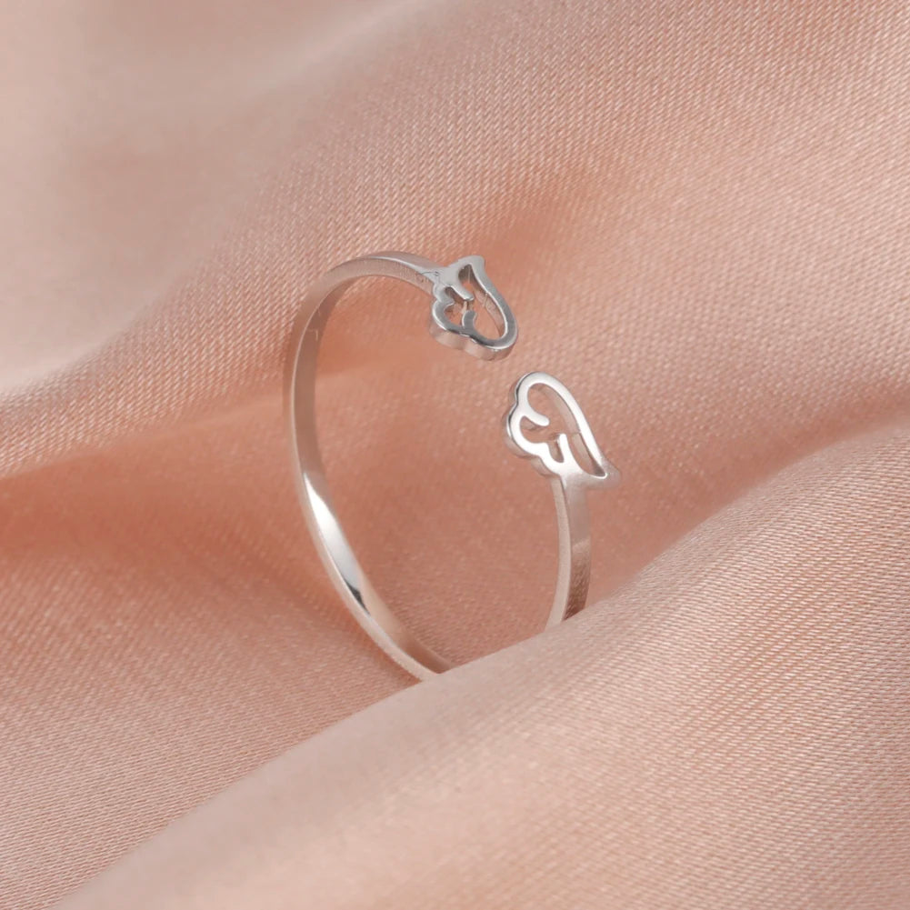 Cute Flying Angel Wing Adjustable Ring for Women Girls Stainless Steel Minimalist Jewelry Ring Party Lover Gift Wholesale