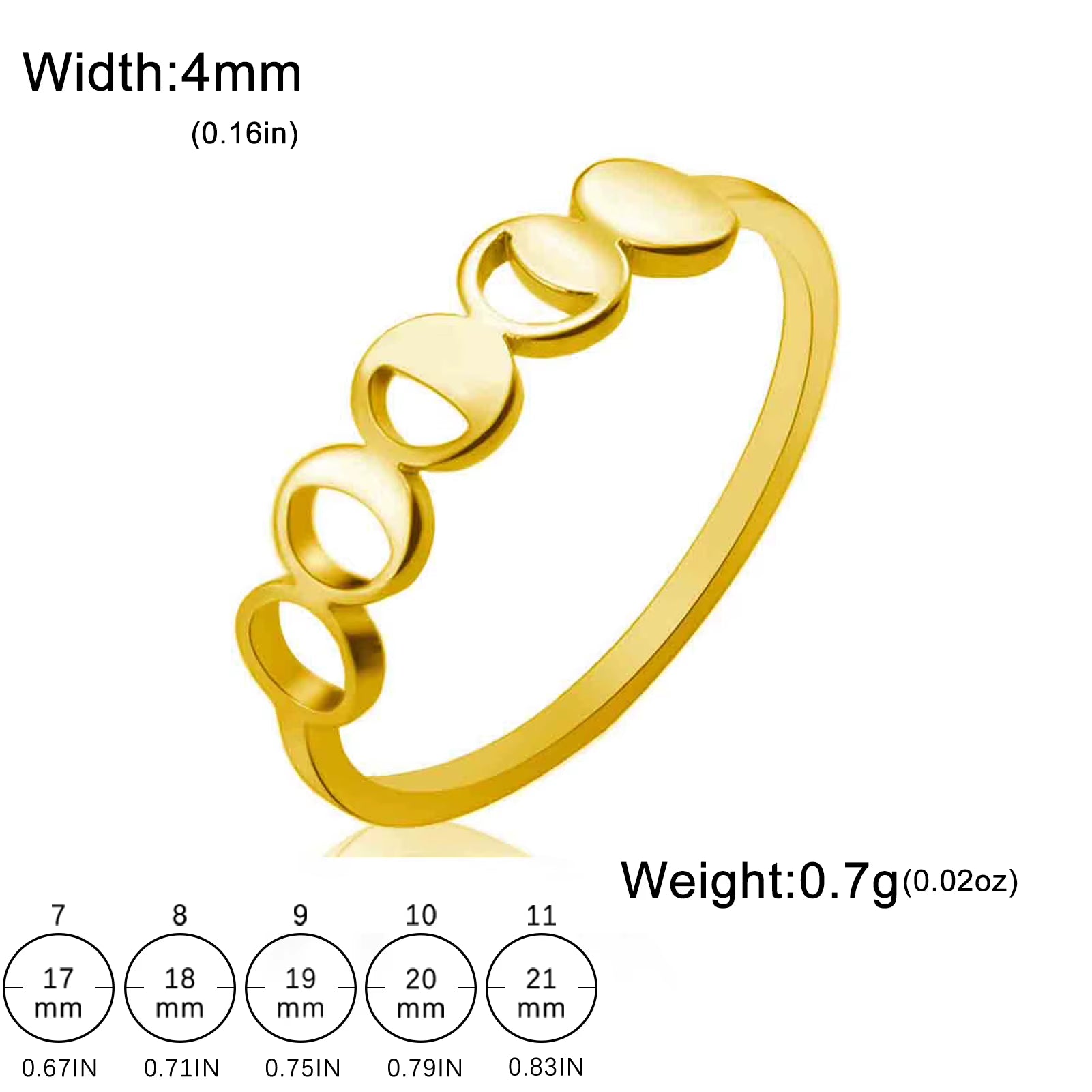 Women Moon Phase Ring Stainless Steel Crescent Moon Witch Amulet Finger Rings Fashion Celestial Jewelry Gift for Lover