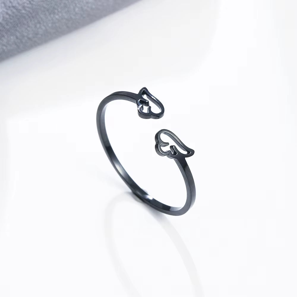 Cute Flying Angel Wing Adjustable Ring for Women Girls Stainless Steel Minimalist Jewelry Ring Party Lover Gift Wholesale